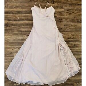 Azazie Women's Size 20 Cream Dress Ruffles Slit Special Occasion